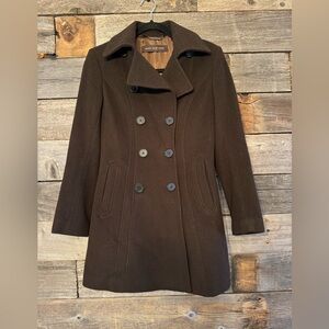 Marc New York Cashmere Wool Brown Pea Coat size 4